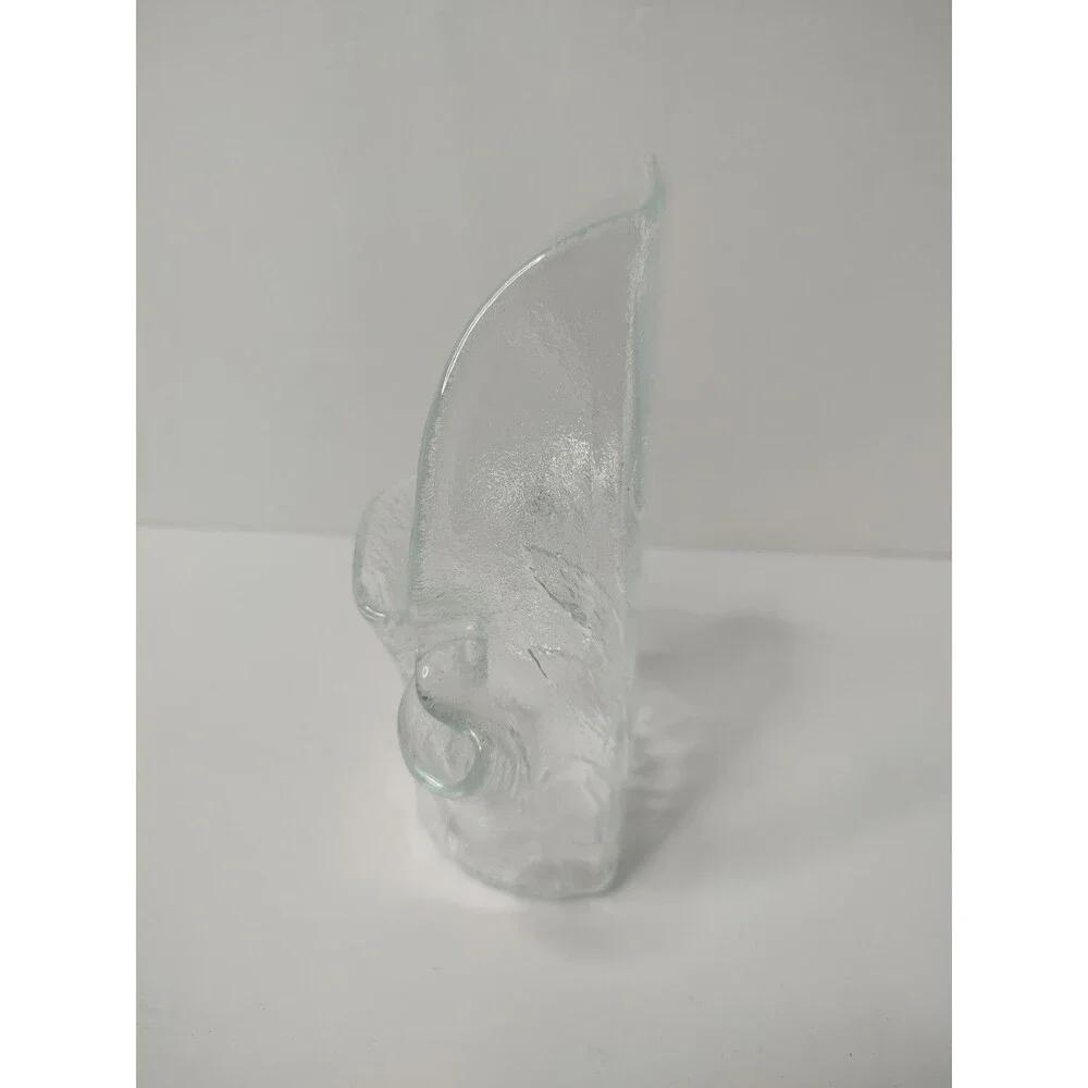 Muurla Finland Clear Ice Glass Wall Pocket Handkerchief Vase Kallioinen 7.25